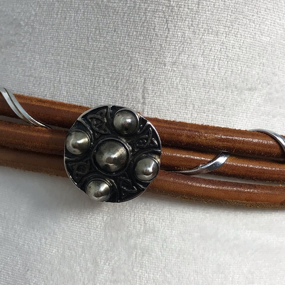 Boho western metal embellished leather belt - Picture 4 of 6